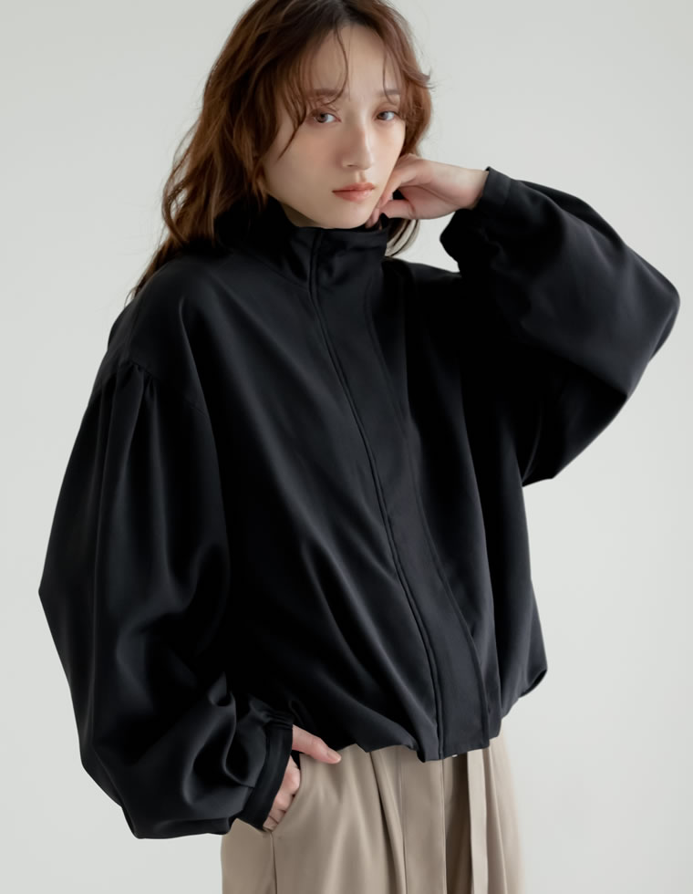 ブルゾン レディース アウター M/L 無地 ドット柄 バルーンシルエット ライトアウター ジャケット 体型カバー ポケットあり 春夏 | Re:EDIT | 02
