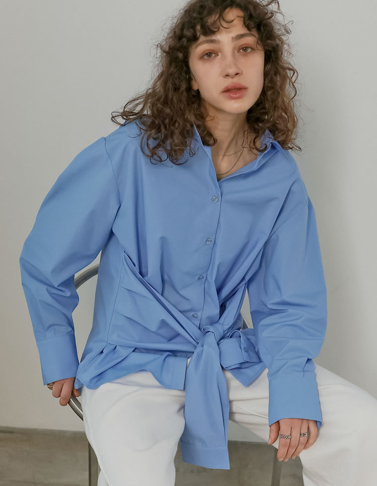 トップス シャツ ブラウス レディース 4色 M/L ウエスト巻き ウエストデザイン 長袖 レイヤード風 体型カバー春夏 | Re:EDIT | 04