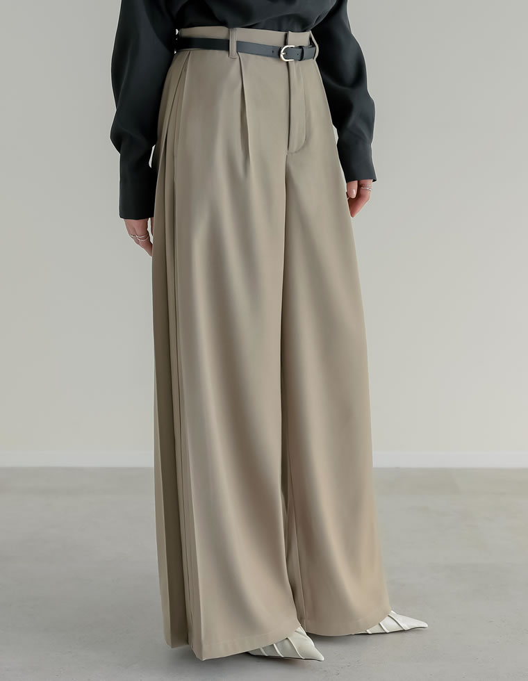 パンツ スラックス ワイドパンツ レディース 5色 低身長 高身長 体型カバー ウエストバッグゴム ポケットあり 春夏 | Re:EDIT | 05
