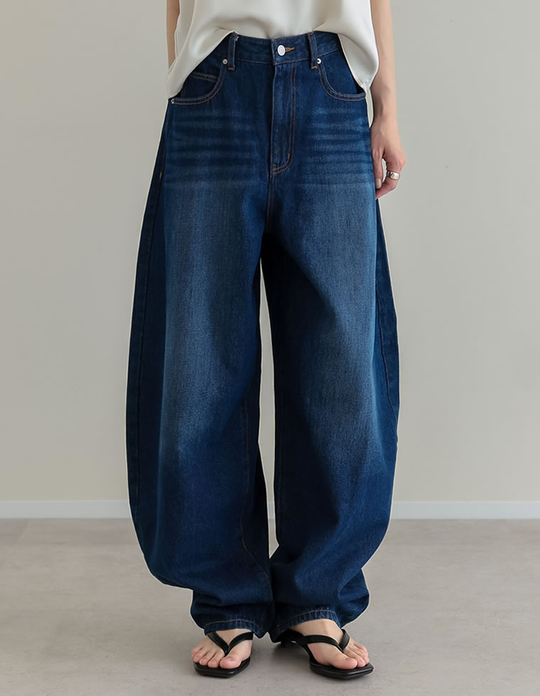 デニム レディース パンツ 低身長 高身長 ジーンズ カーブパンツ バレルパンツ 体型カバー ポケットあり 綿100% 2026春夏 | Re:EDIT | 02