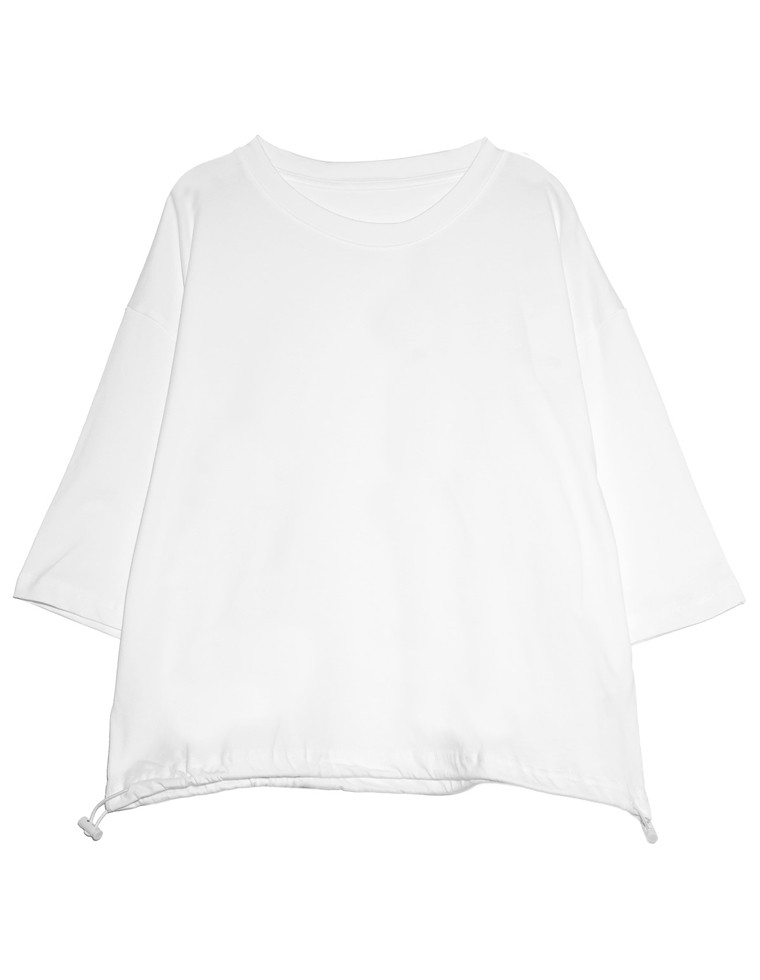 コットン裾ドロストクロップドTシャツ