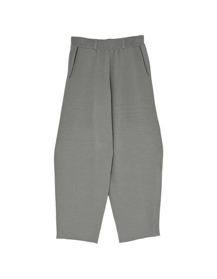 レーヨン混ニットバレルレッグカーブパンツ