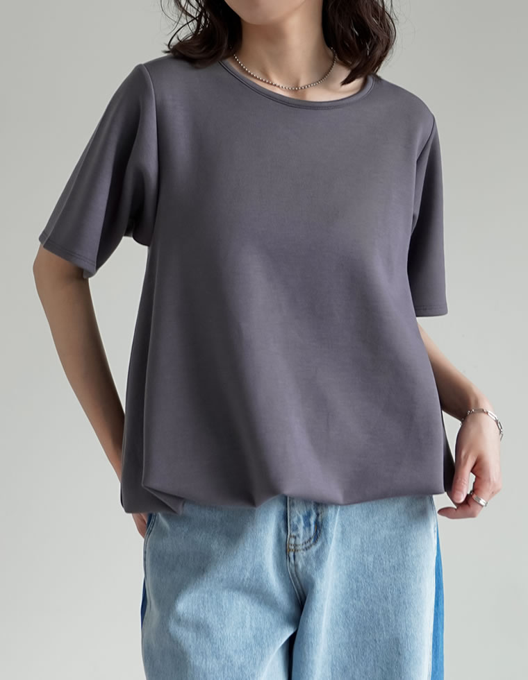 半袖 Tシャツ レディース トップス クロップド丈 裾絞り  バルーンシルエット 接触冷感 UVカット 洗濯機で洗える 体型カバー 春夏 | Re:EDIT | 03