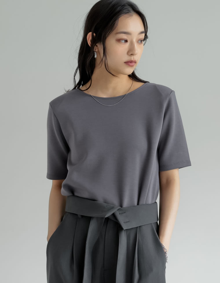 Tシャツ 半袖 レディース トップス M/L カットソー バックオープン 接触冷感 UVカット 洗濯可 アイロン不要 シンプル 春夏[mb] | Re:EDIT | 03