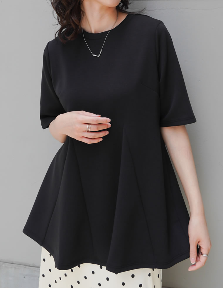 半袖 トップス レディース 4色 M/L カットソー 着やせ スタイルアップ 接触冷感 UVカット 洗濯機で洗える 体型カバー 春夏[mb] | Re:EDIT | 01