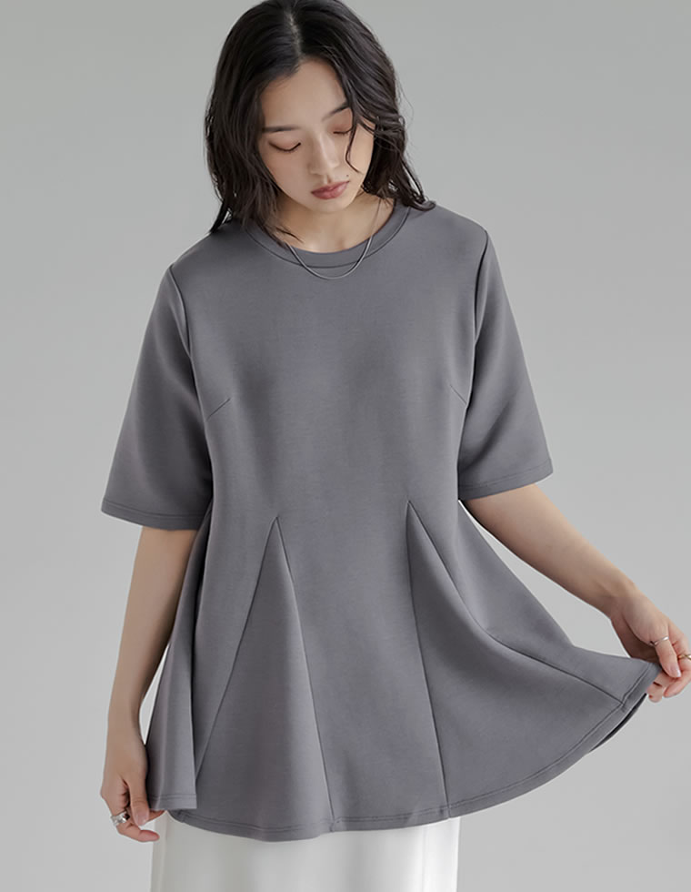 半袖 トップス レディース 4色 M/L カットソー 着やせ スタイルアップ 接触冷感 UVカット 洗濯機で洗える 体型カバー 春夏[mb] | Re:EDIT | 03