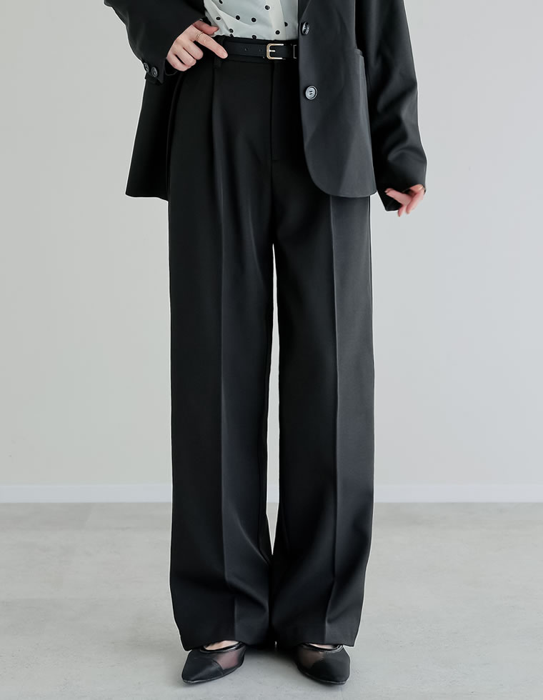 パンツ 低身長 高身長 7色 ワイドパンツ スラックス レディース ストレッチ 細見え セットアップ対応 ウエストバックゴム ポケットあり 春夏 | Re:EDIT | 01