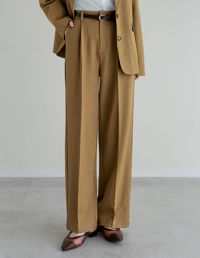 パンツ 低身長 高身長 7色 ワイドパンツ スラックス レディース ストレッチ 細見え セットアップ対応 ウエストバックゴム ポケットあり 春夏 | Re:EDIT | 05