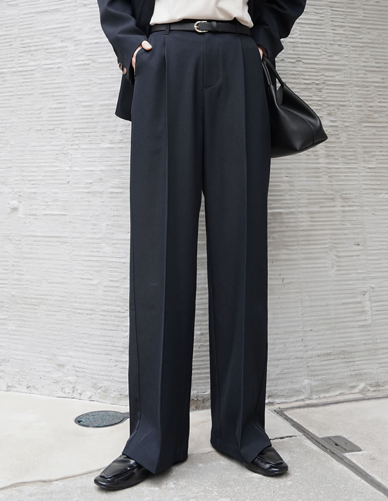 パンツ 低身長 高身長 7色 ワイドパンツ スラックス レディース ストレッチ 細見え セットアップ対応 ウエストバックゴム ポケットあり 春夏 | Re:EDIT | 07