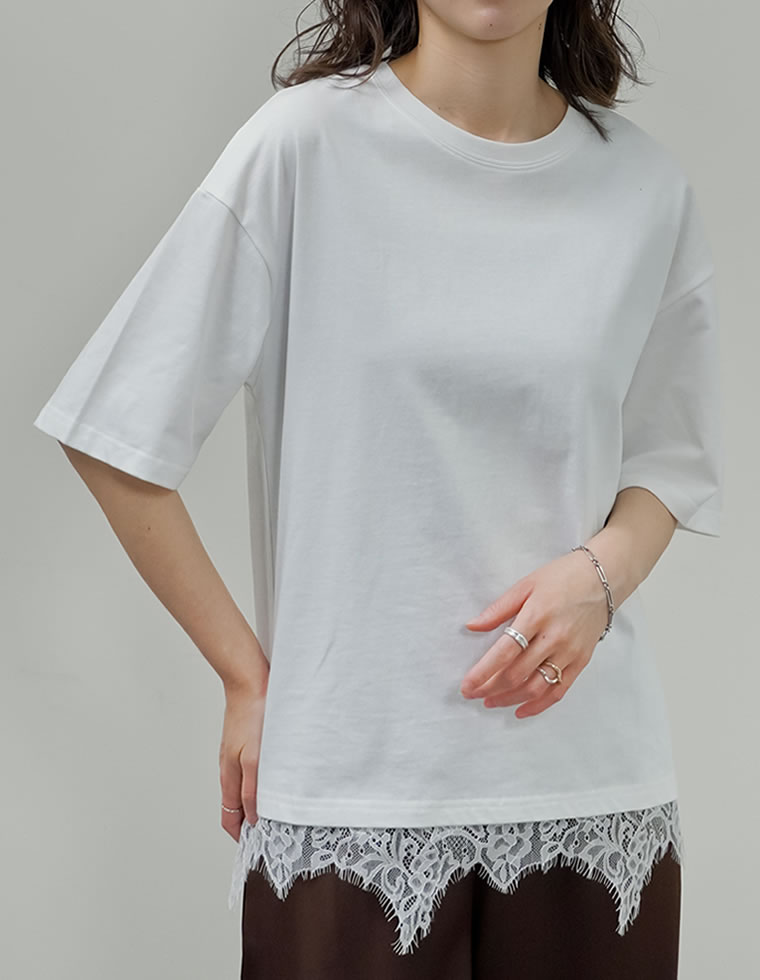 Re:EDIT（リエディ） 半袖 Tシャツ レディース トップス レース 裾