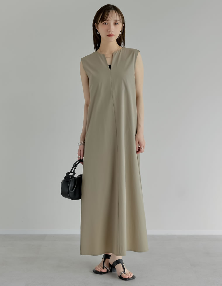 定価6万円✨ブラミンク リブ ノースリーブ ロング ワンピース ブラック 38 Re:EDIT（リエディ） ロングワンピース レディース ワンピース 低身長
