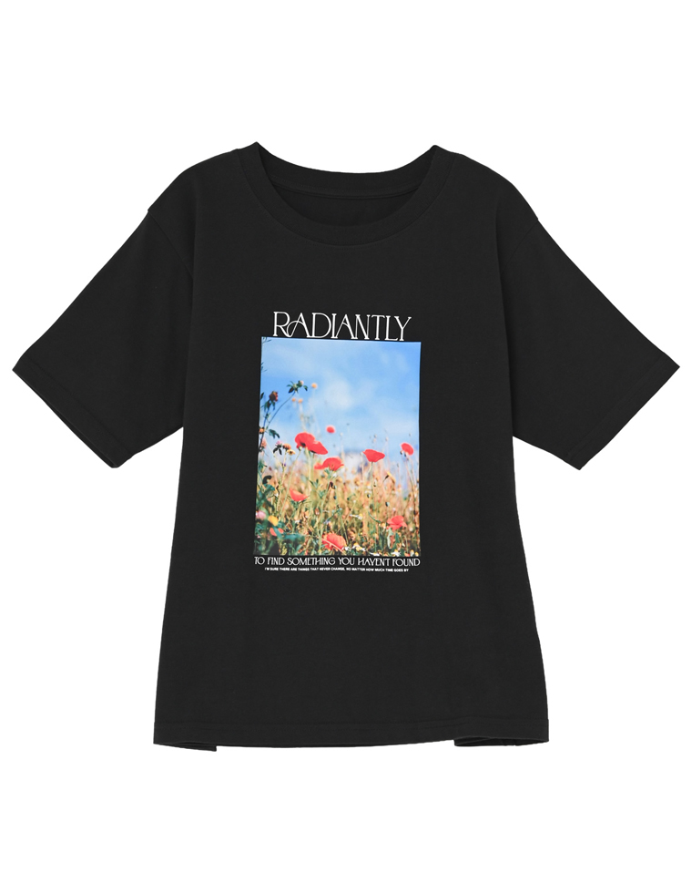 フラワーフォトプリントTシャツ