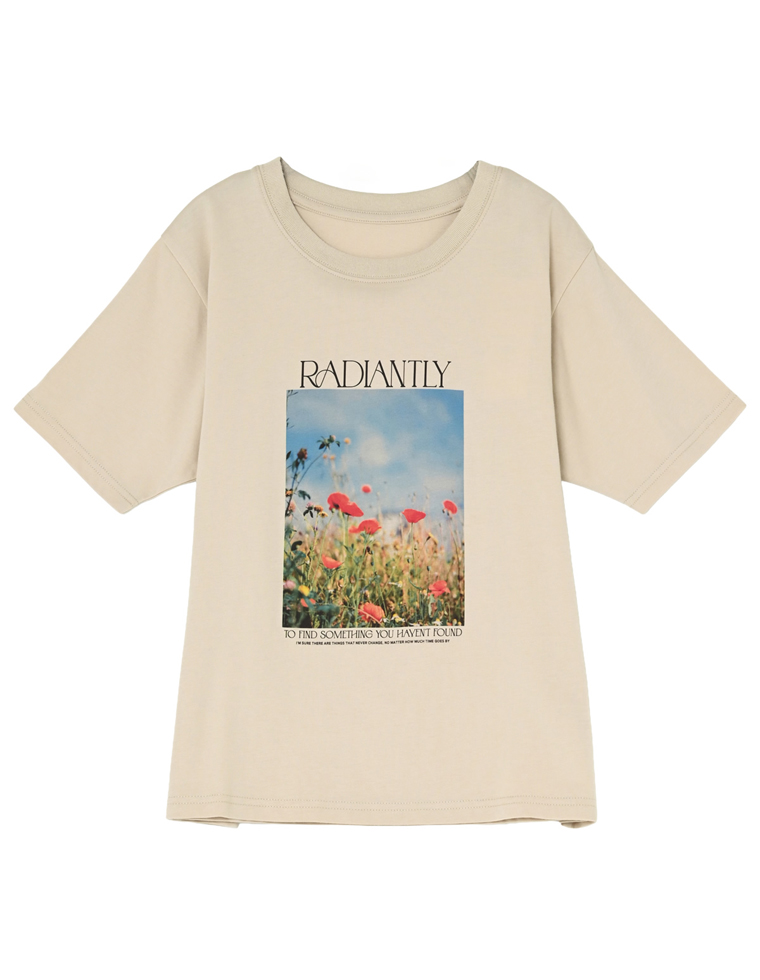 フラワーフォトプリントTシャツ