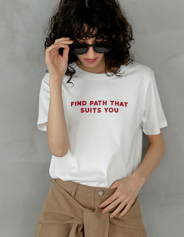 半袖 Tシャツ レディース トップス M/L ロゴT カットソー 添え糸編み 接触冷感 UVカット 紫外線カット 春夏[mb] | Re:EDIT | 03