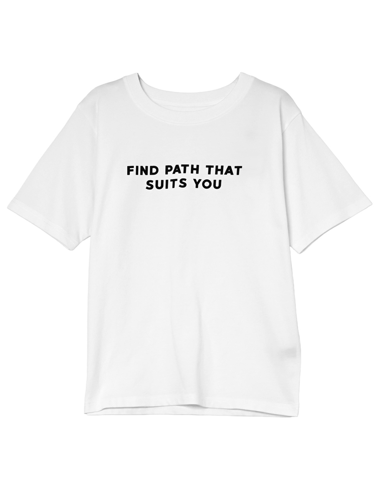 プレーティング天竺スローガンTシャツ