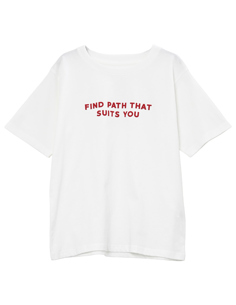 プレーティング天竺スローガンTシャツ