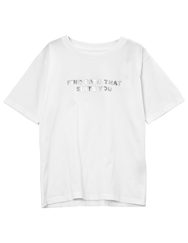 プレーティング天竺スローガンTシャツ