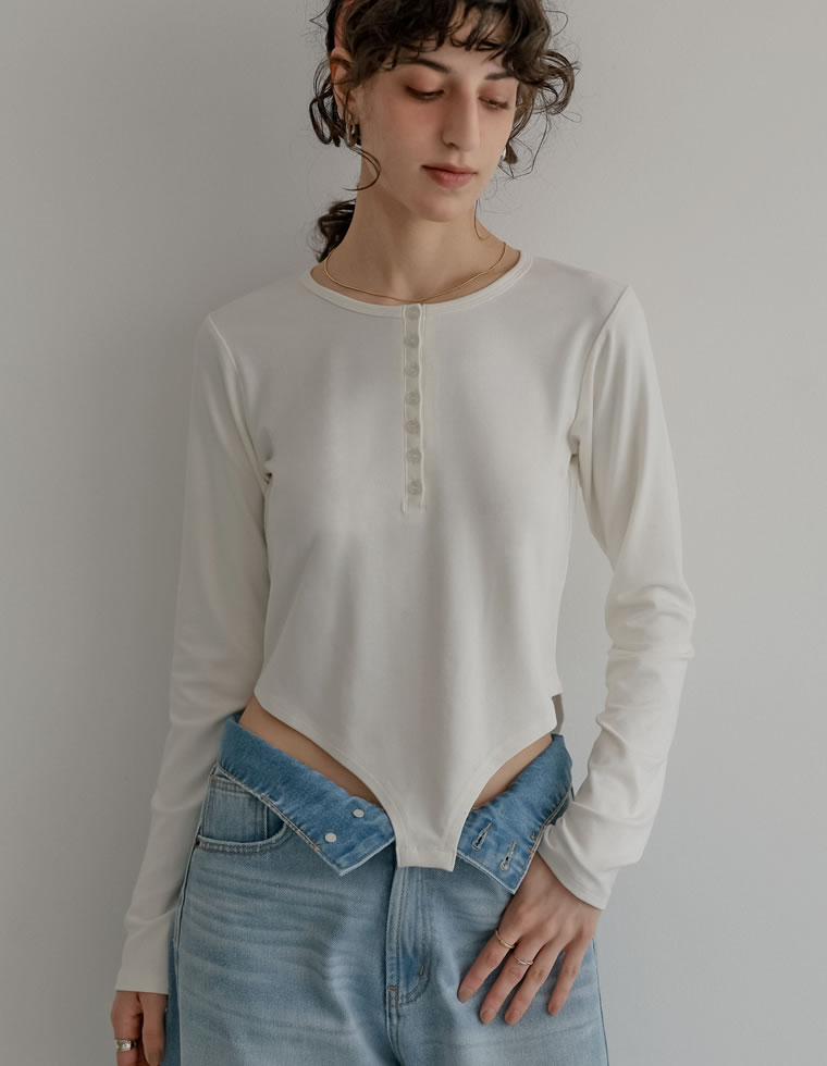 カットソー 長袖 レディース トップス M/L Tシャツ レイヤード インナー アンチピリング 接触冷感 シンプル 春夏[mb] | Re:EDIT | 02