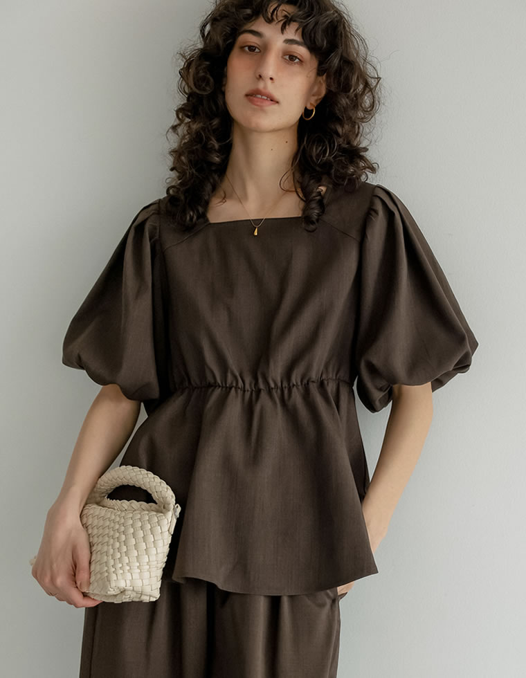 ブラウス レディース トップス M/L ペプラム チュニック 半袖 お尻が隠れる 体型カバー セットアップ対応 春夏[mb] | Re:EDIT | 05
