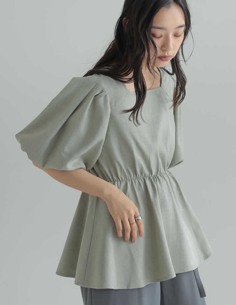 ブラウス レディース トップス M/L ペプラム チュニック 半袖 お尻が隠れる 体型カバー セットアップ対応 春夏[mb] | Re:EDIT | 06