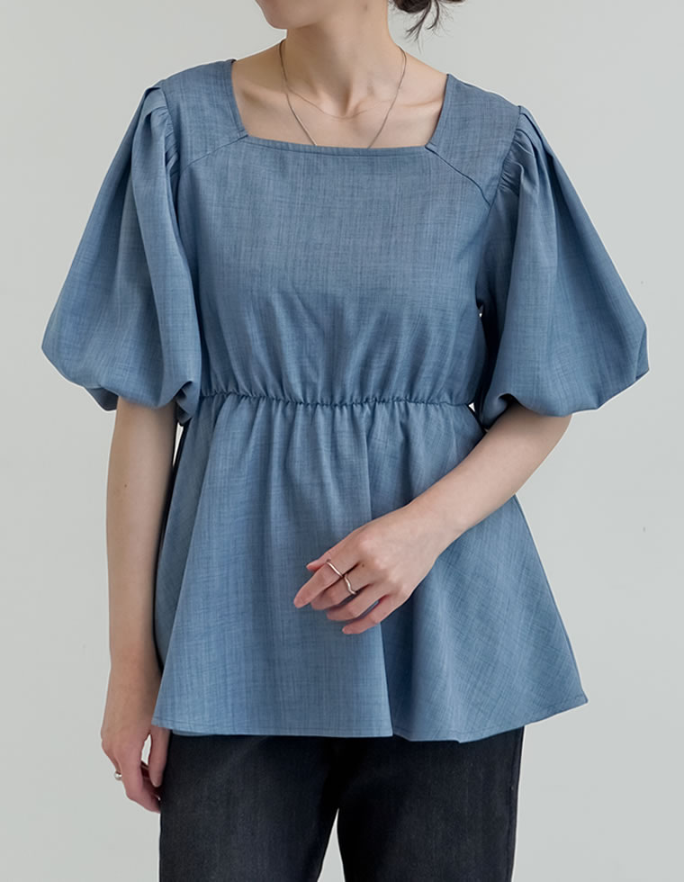 ブラウス レディース トップス M/L ペプラム チュニック 半袖 お尻が隠れる 体型カバー セットアップ対応 春夏[mb] | Re:EDIT | 03