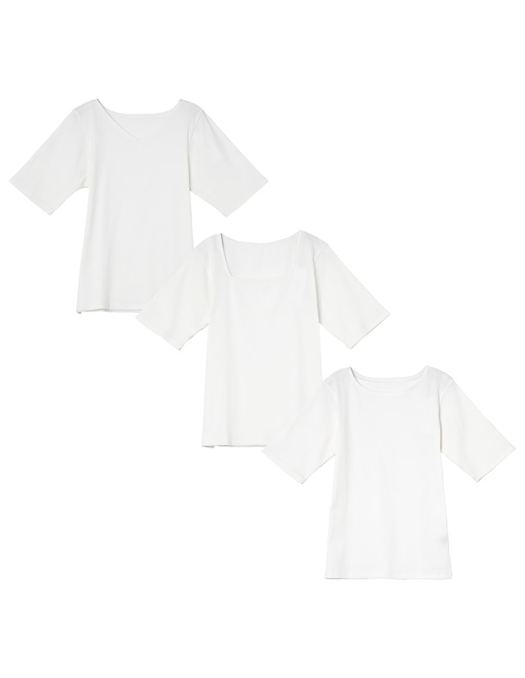 選べるネックリブカットソー半袖Tシャツ