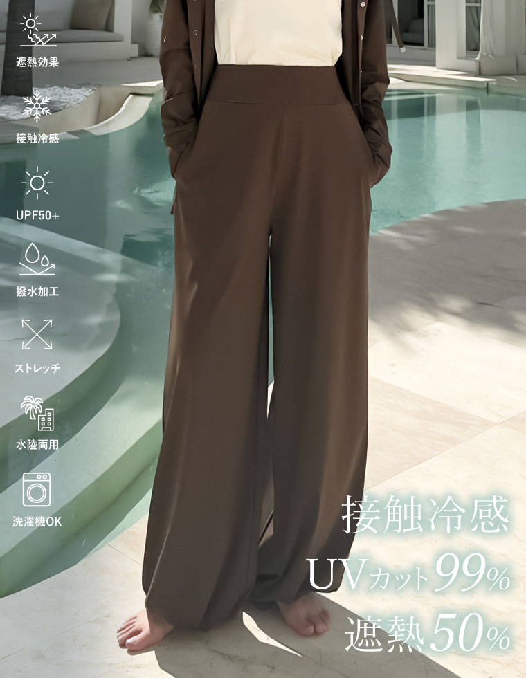 ラッシュガード レディース パンツ 低身長 高身長 ポケット付き 水着 セットアップ対応 UPF50+ 接触冷感 春夏 | Re：EDIT Wellness | 04