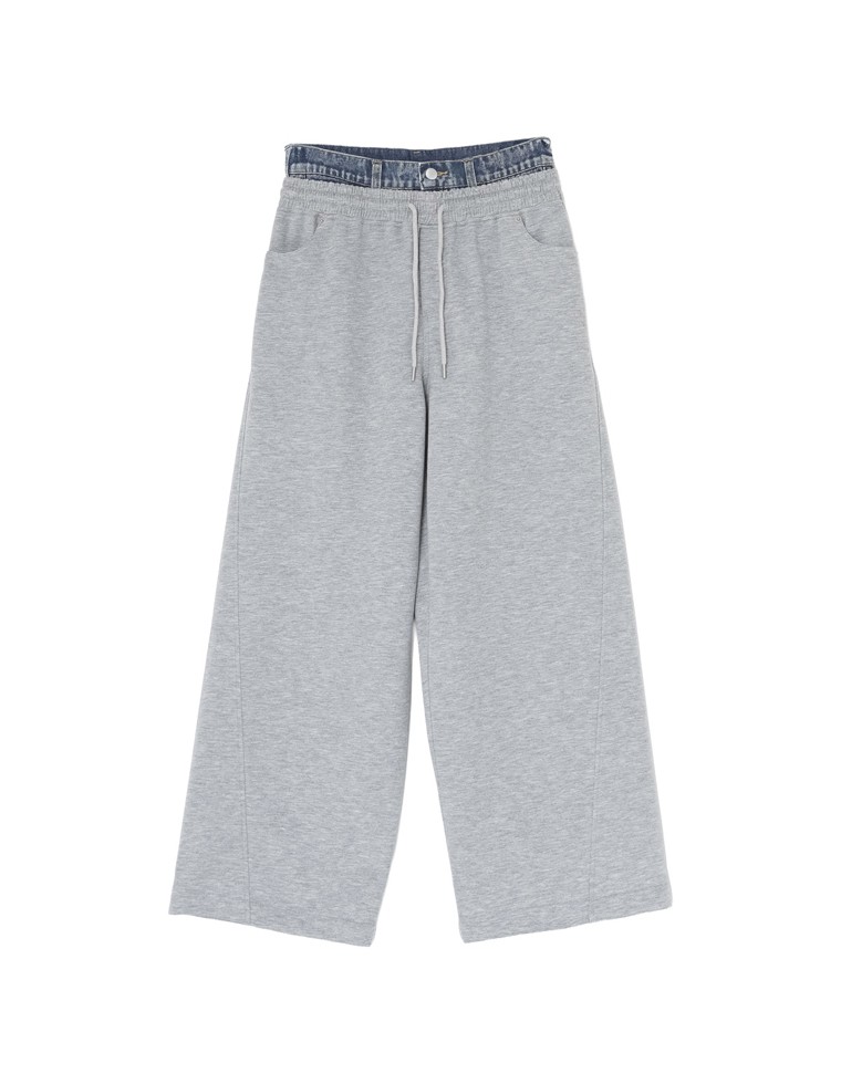 デニムレイヤード風ダンボールワイドパンツ