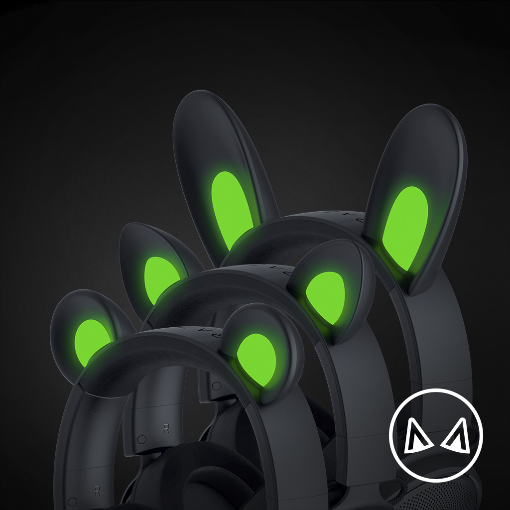 Razer レイザー Kraken Kitty V2 Pro Black ネコ/クマ/ウサギのイヤー 