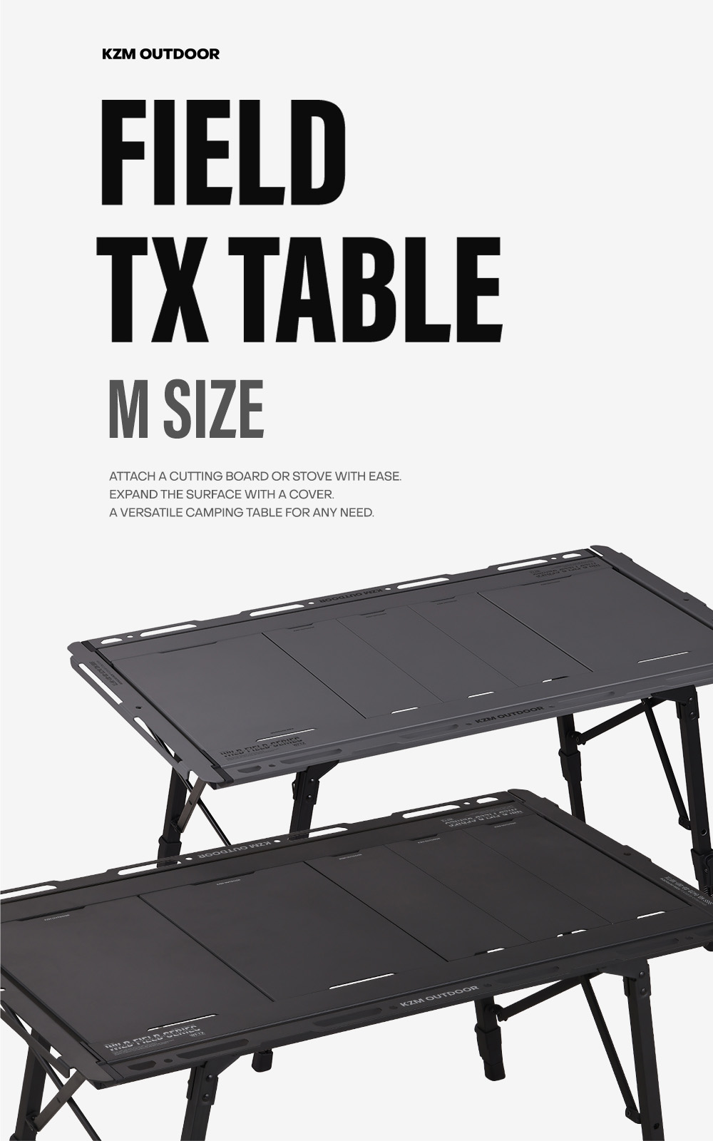 ＜予約販売4月中旬発送予定＞KZM OUTDOOR カズミ アウトドア フィールド TXテーブル M チャコール グレー IGT 互換 机 持ち運び 高さ調節 横幅97cmの画像