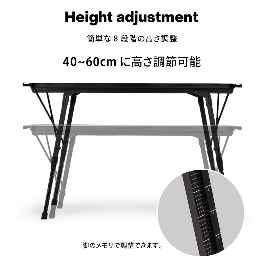＜予約販売4月中旬発送予定＞KZM OUTDOOR カズミ アウトドア フィールド TXテーブル M チャコール グレー IGT 互換 机 持ち運び 高さ調節 横幅97cmの画像