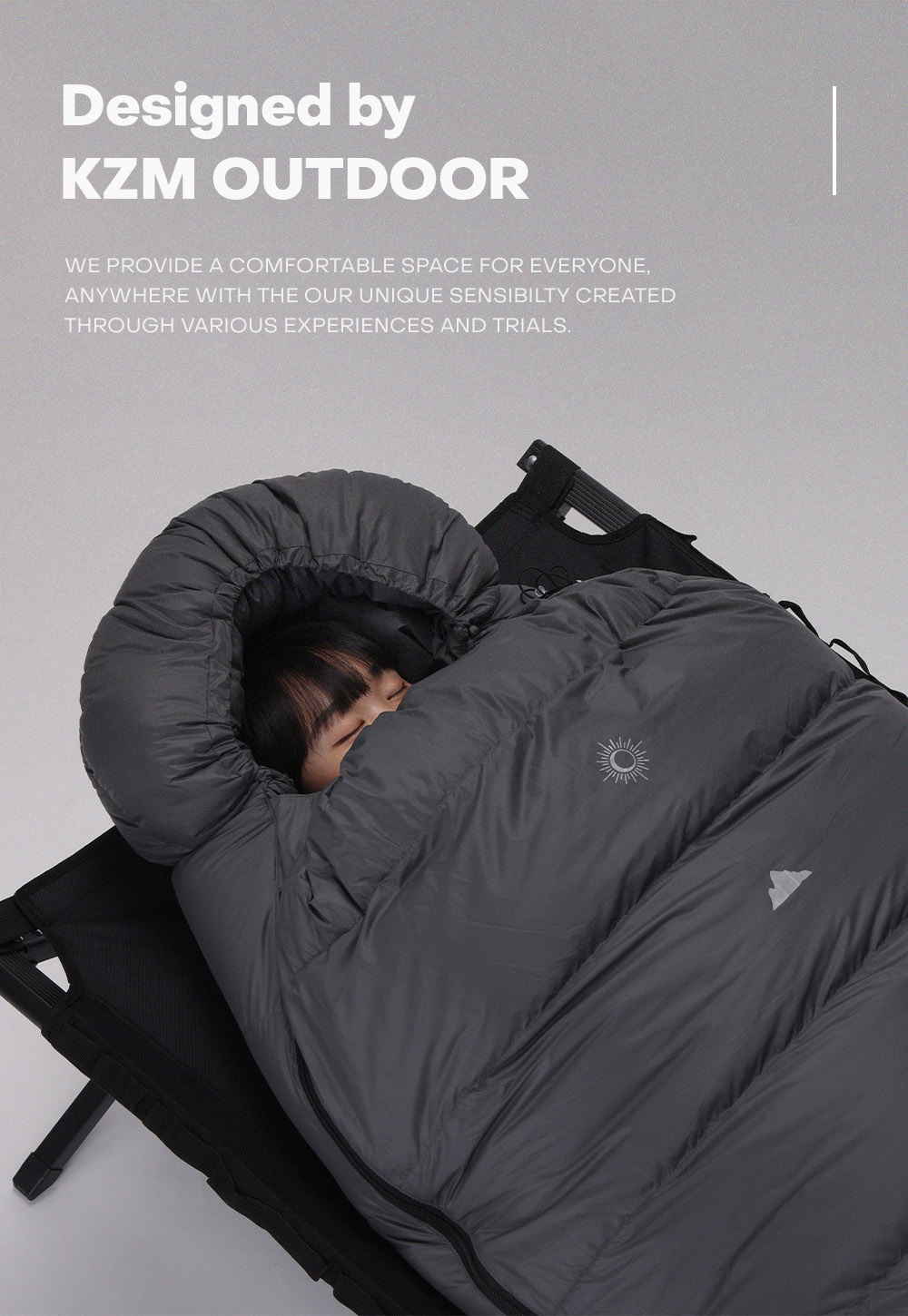 【KZM公式ストア】KZM OUTDOOR カズミ アウトドア サイレンス ダックダウン寝袋 1500 チャコール 連結可能 寝袋 シュラフ 布団 封筒型 封筒タイプ 幅80×195cm_2