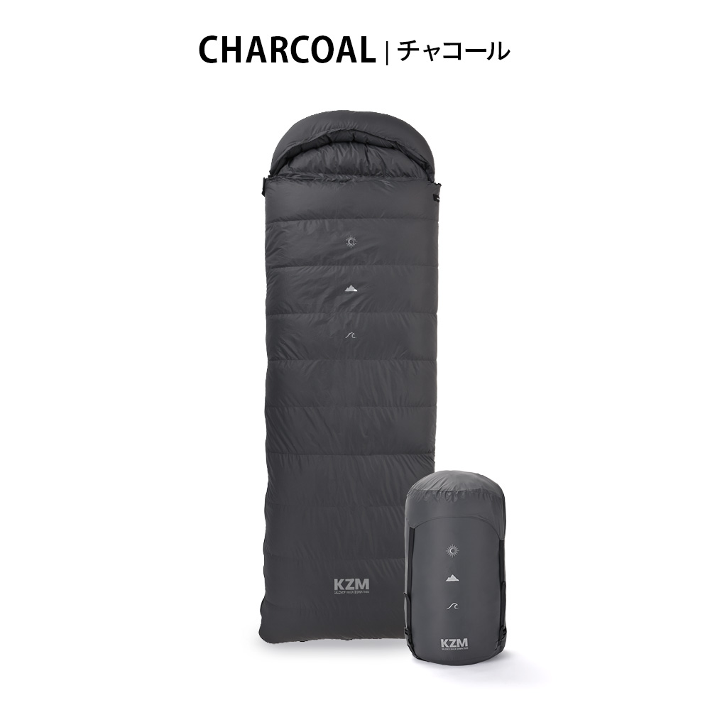 【KZM公式ストア】KZM OUTDOOR カズミ アウトドア サイレンス ダックダウン寝袋 1500 チャコール 連結可能 寝袋 シュラフ 布団 封筒型 封筒タイプ 幅80×195cm_4