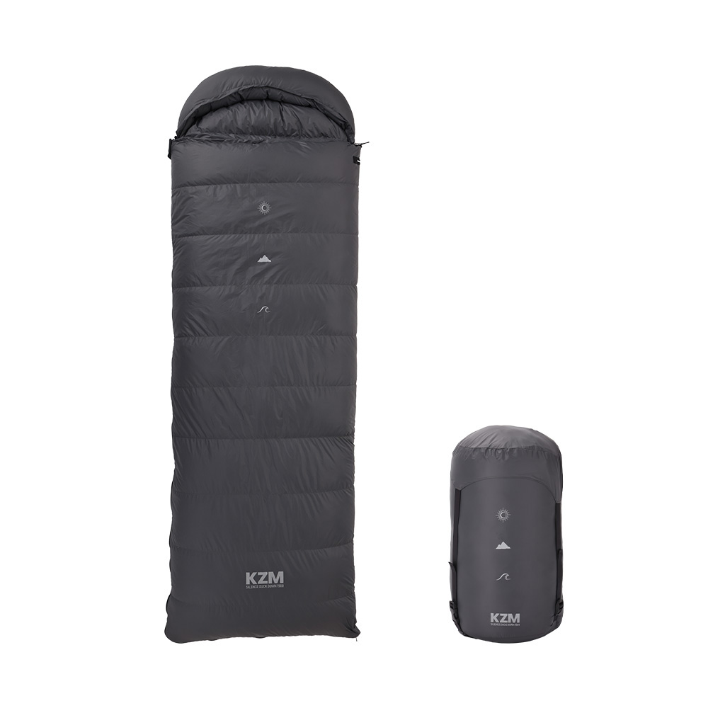 【KZM公式ストア】KZM OUTDOOR カズミ アウトドア サイレンス ダックダウン寝袋 1500 チャコール 連結可能 寝袋 シュラフ 布団 封筒型 封筒タイプ 幅80×195cm_16