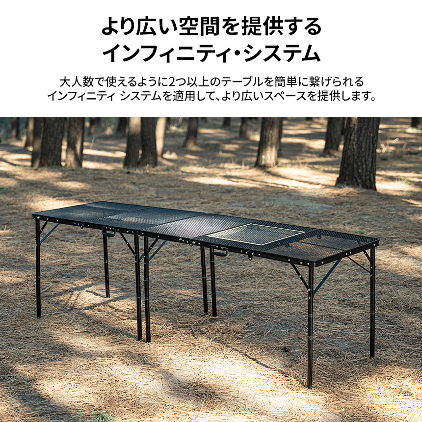 KZM キャンプ テーブル ユニオンアイアンメッシュ3折りたたみBBQ