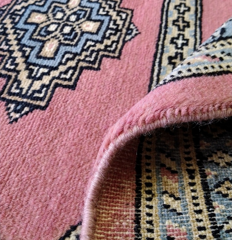 パキスタン絨毯 ウール100％ 手織り絨毯 ムガール 玄関マット 約63 