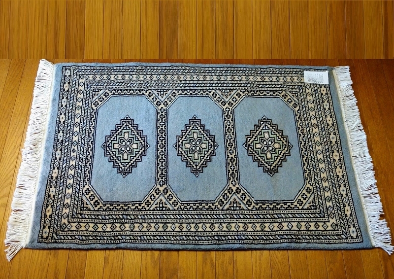 パキスタン絨毯 ウール100％ 手織り絨毯 ムガール 玄関マット 約64