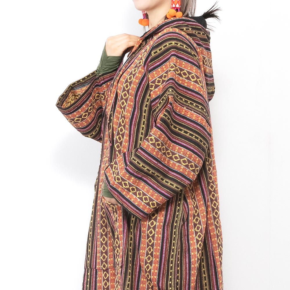 エスニック ワンピース パーカー レディース 春 秋 冬 アジアン ファッション 大きいサイズ 体型カバー おしゃれ かわいい ネイティブ柄