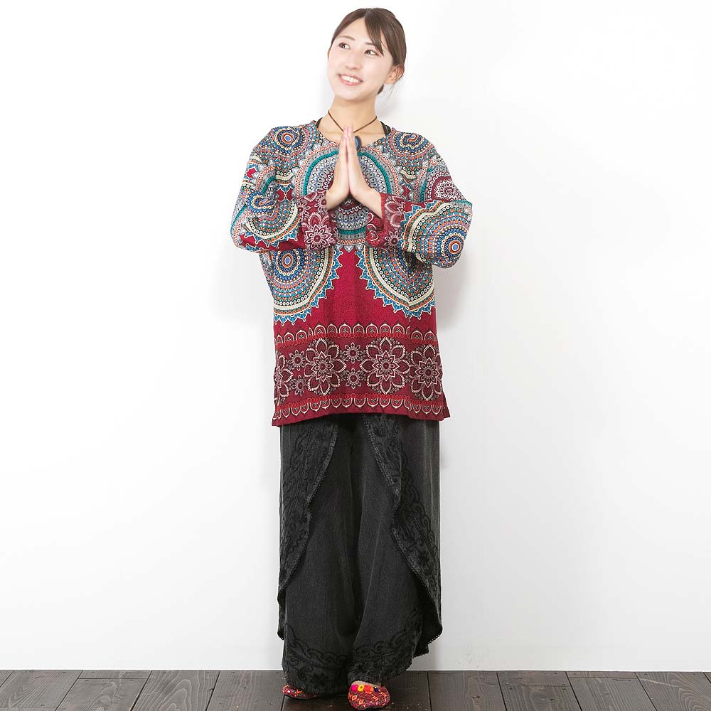 エスニック シャツ 長袖 メンズ レディース 夏 涼しい 服