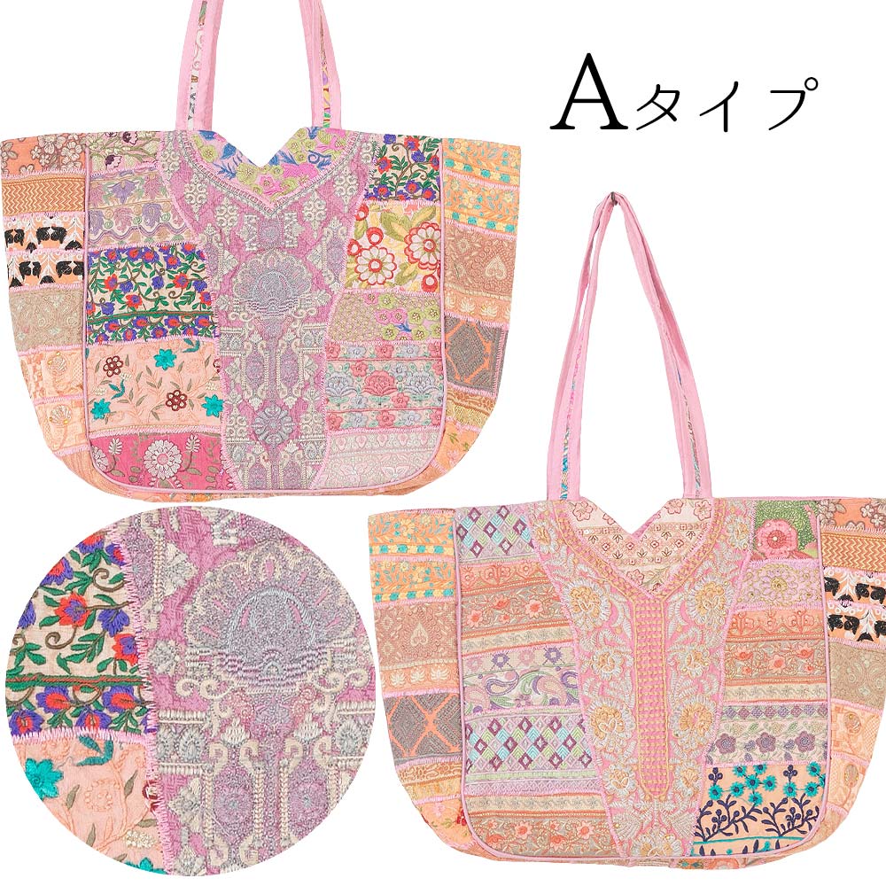 楽天市場】トートバッグ パッチワーク 大きめ 33cm インド刺繍