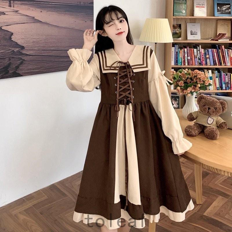 ロリータワンピースゴスロリレディースゆめかわいいLolita長袖Aラインフリルお嬢様森ガール洋服姉妹ドレス撮影衣装普段着