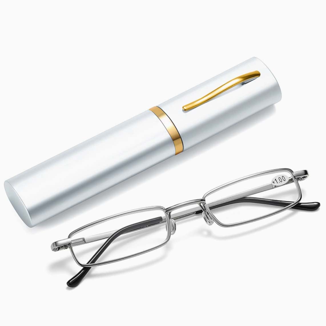 老眼鏡 メガネケース付き リーディンググラス 携帯用 軽量 度数+1.00