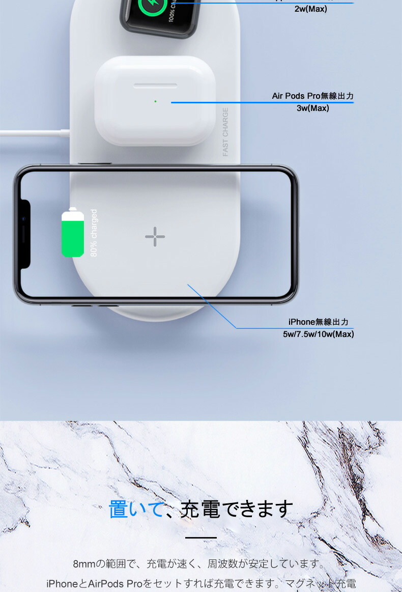qi 充電器 Qi対応 ワイヤレス充電器 OJD-48 充電ケーブル ワイヤレス