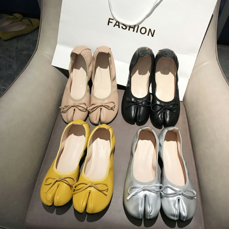 リボン付足袋パンプス 足袋 パンプス ローヒール フラット