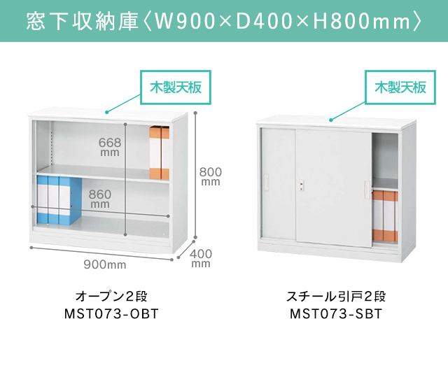 Master 書庫 スチール引違い保管庫 窓下収納庫 2段 ホワイト 天板