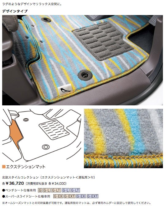 Nボックス純正フロアーマット(北欧スタイルコレクション) N-BOX HONDA ホンダ 純正 フロアカーペットマット スタンダードタイプ