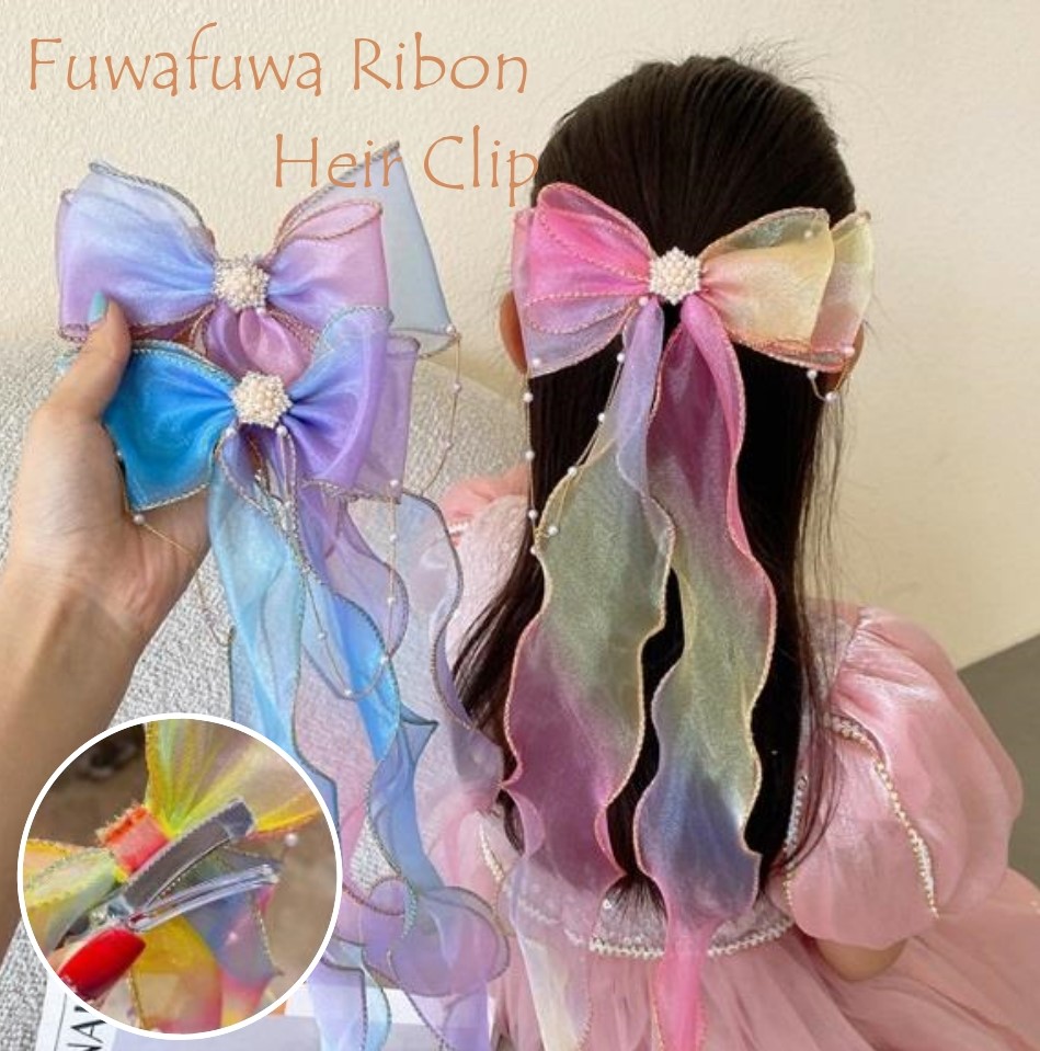 リボン 子供 シフォン 髪飾り ヘアアクセサリー ヘアクリップ キッズ