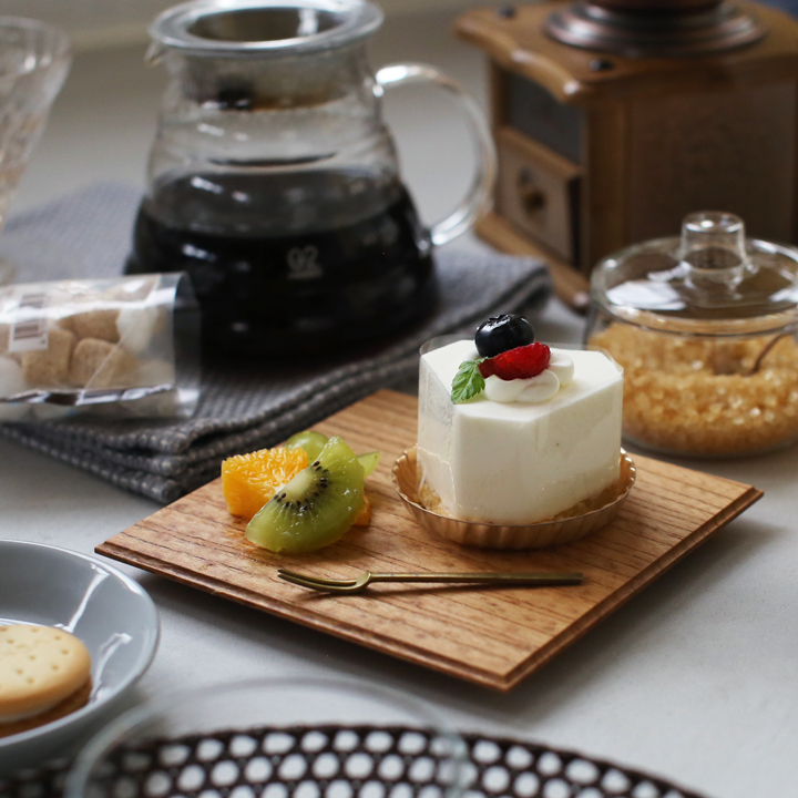 四十沢木材工芸 KITO 匙面菓子皿 四角 木製 銘々皿 取り皿 小皿