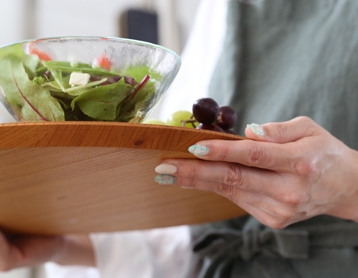 四十沢木材工芸 KITO 匙面折敷 丸 欅 木製 トレー ワンプレート 天然木