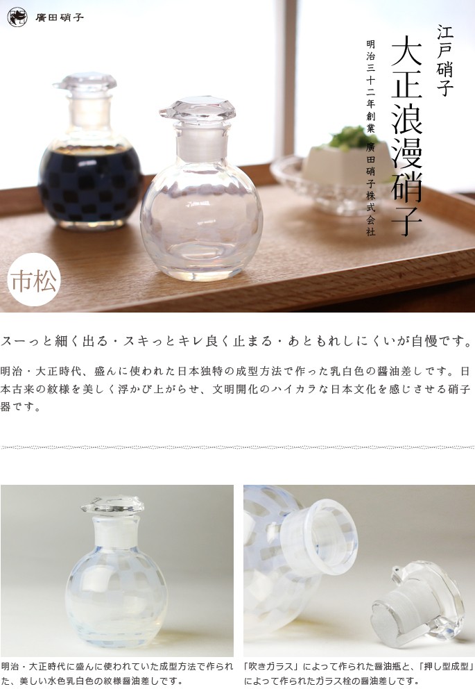 醤油差し 醤油入れ 市松 大正浪漫硝子 廣田硝子 : がらんどう 手仕事品